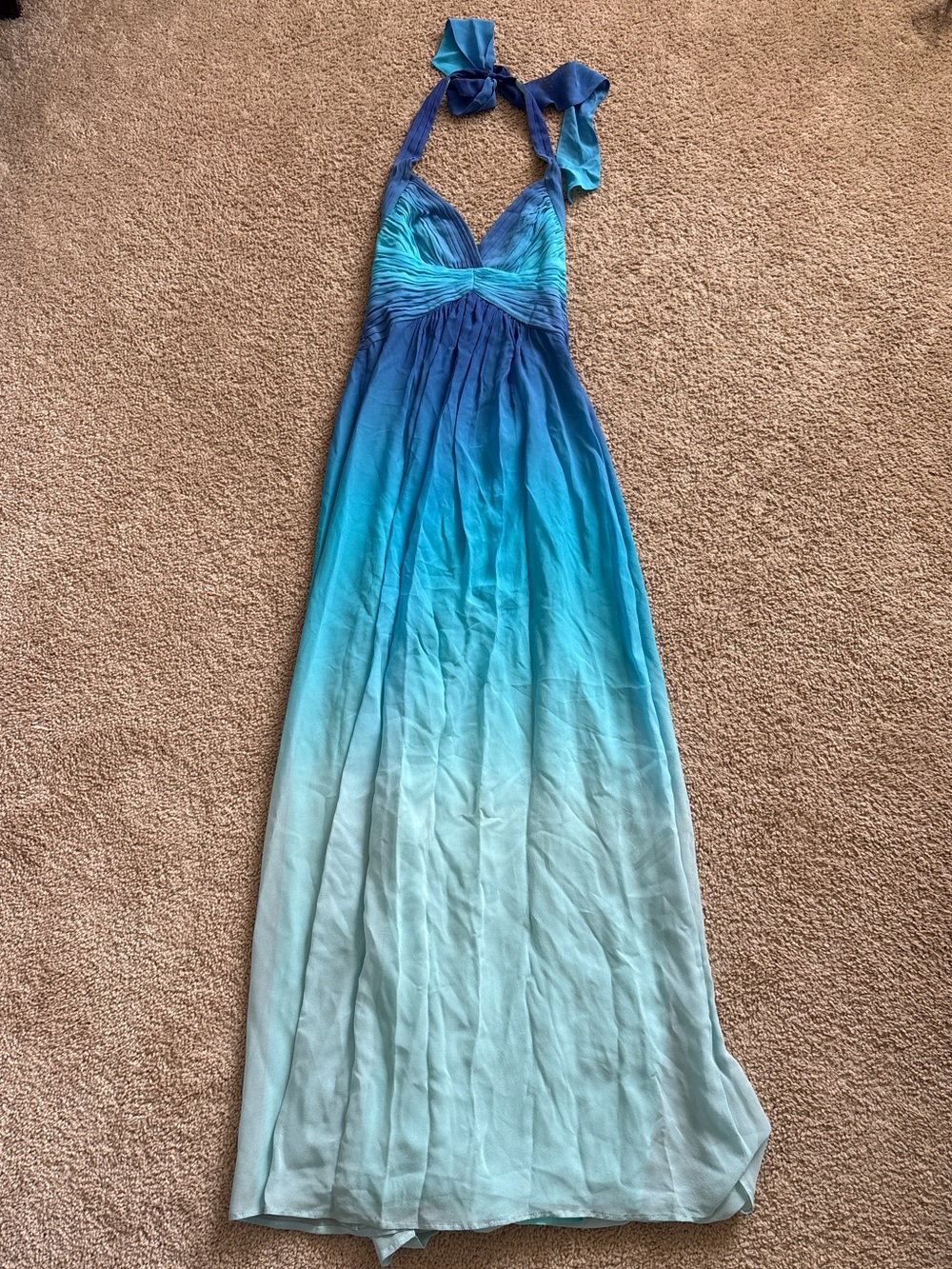 Blue to Aqua Ombre Halter Maxi Dress BCBG